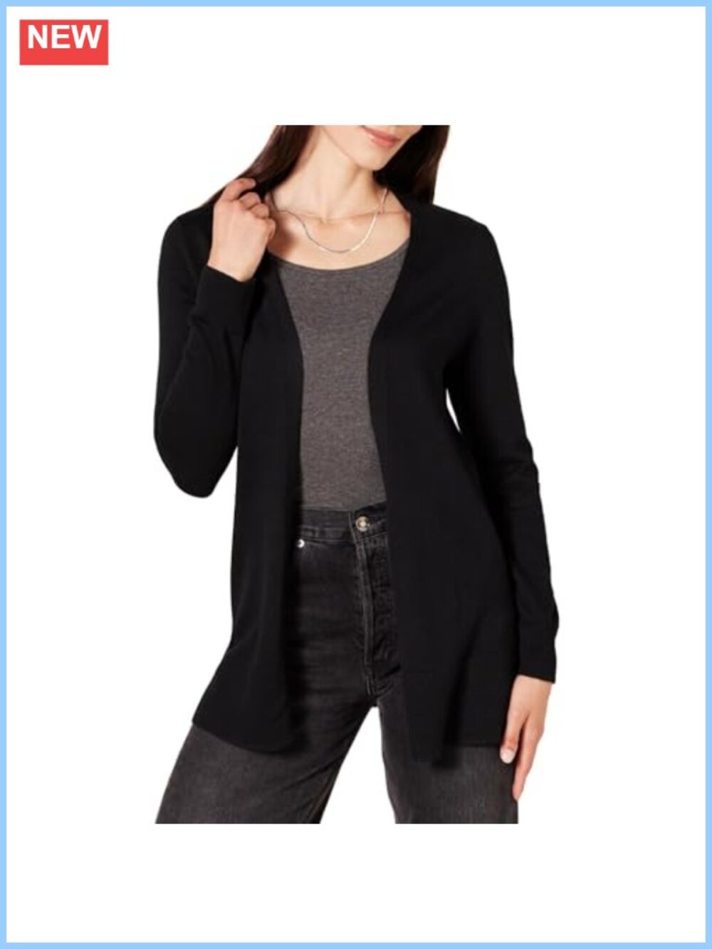 Essential Lightweight Open Front Long Cardigan Sweater Regular Fit